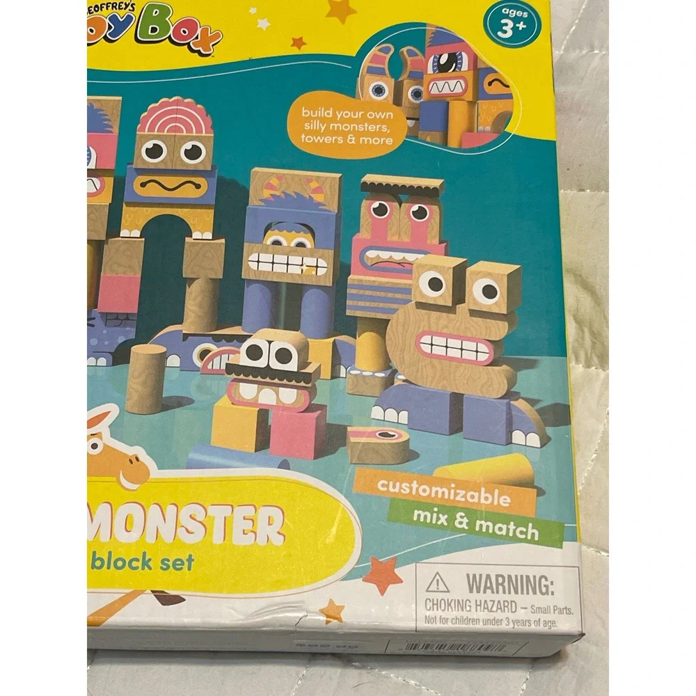 Geoffrey's Toy Box‎ Make A Monster Solid Wood Block Set 100 Pieces Kids Ages 3+